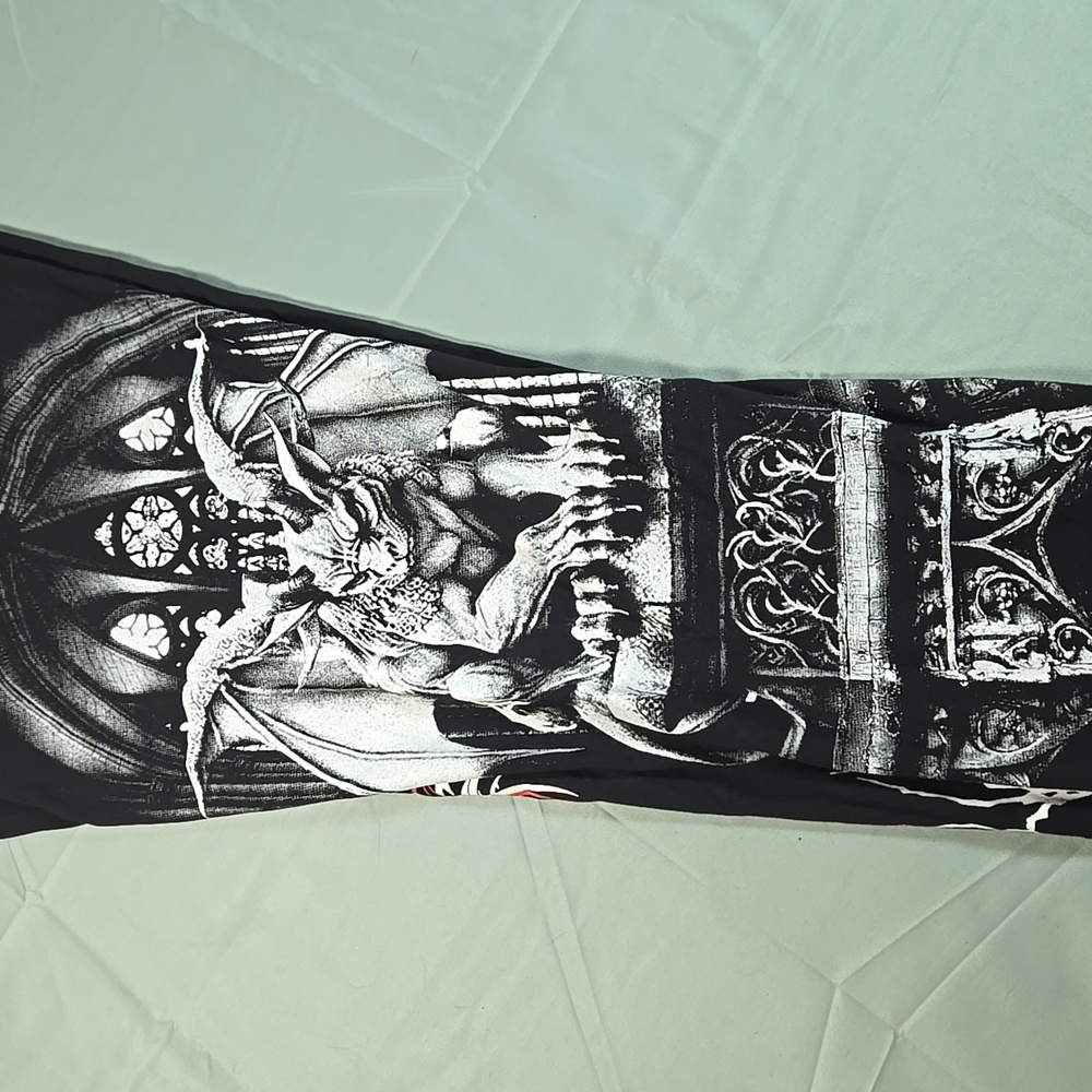 Black Gothic Gargoyle Dolls Kill Widow Womens XXL Pants Leggings Cross Zipper - Picture 5 of 8